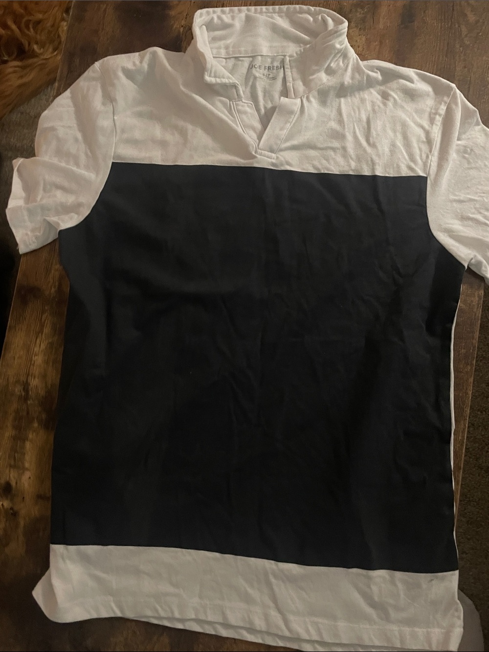 Men's Small Two-Tone White and Black Polo Shirt